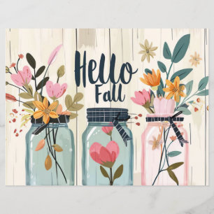 colourful fall flower pattern scrapbook paper