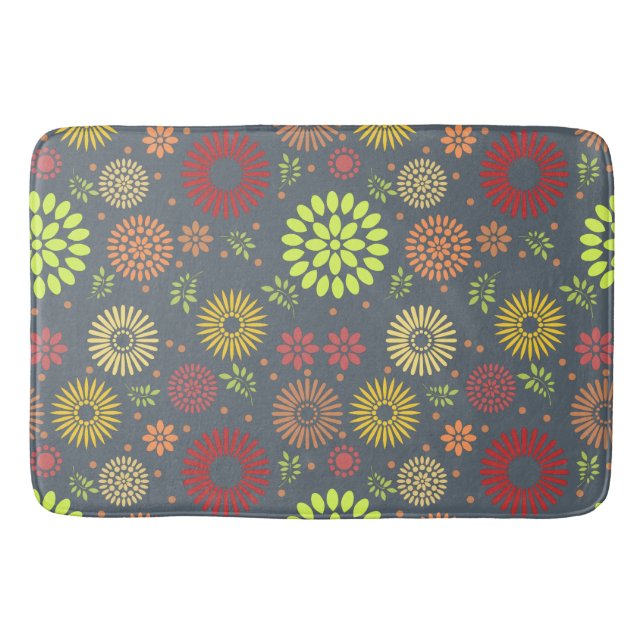 Colourful Fall Flowers in Warm Shades Bath Mat (Front)