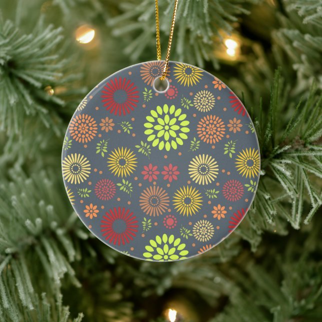 Colourful Fall Flowers in Warm Shades Ceramic Ornament (Tree)