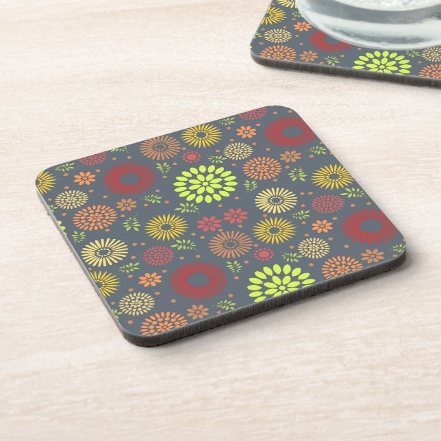 Colourful Fall Flowers in Warm Shades Coaster (Left Side)