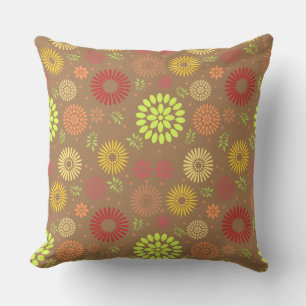 Colourful Fall Flowers in Warm Shades Cushion