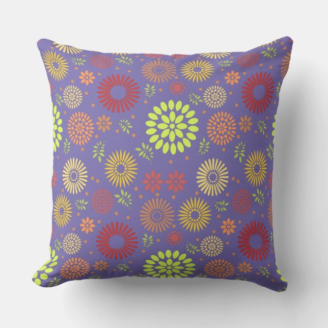 Colourful Fall Flowers in Warm Shades Cushion (Front)