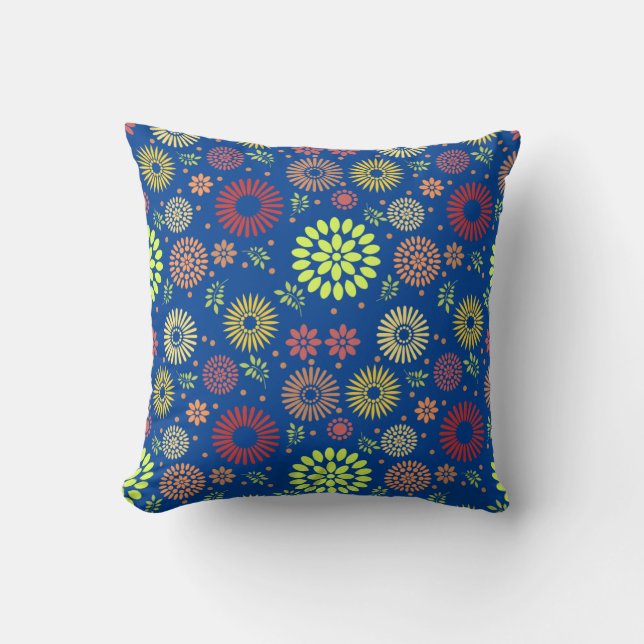 Colourful Fall Flowers in Warm Shades Cushion (Front)