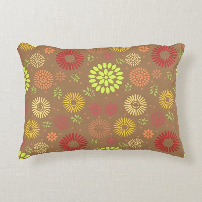 Colourful Fall Flowers in Warm Shades Decorative Cushion (Front)