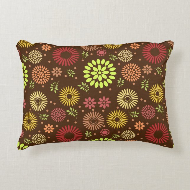 Colourful Fall Flowers in Warm Shades Decorative Cushion (Front)