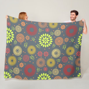 Colourful Fall Flowers in Warm Shades Fleece Blanket
