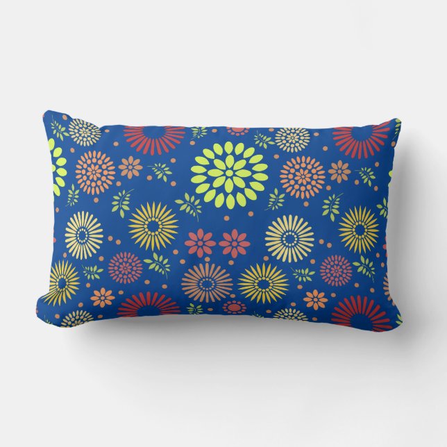 Colourful Fall Flowers in Warm Shades Lumbar Cushion (Front)