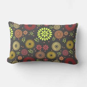Colourful Fall Flowers in Warm Shades Lumbar Cushion