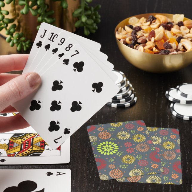Colourful Fall Flowers in Warm Shades Playing Cards (In Situ)