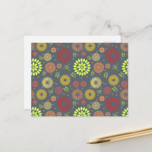 Colourful Fall Flowers in Warm Shades Postcard
