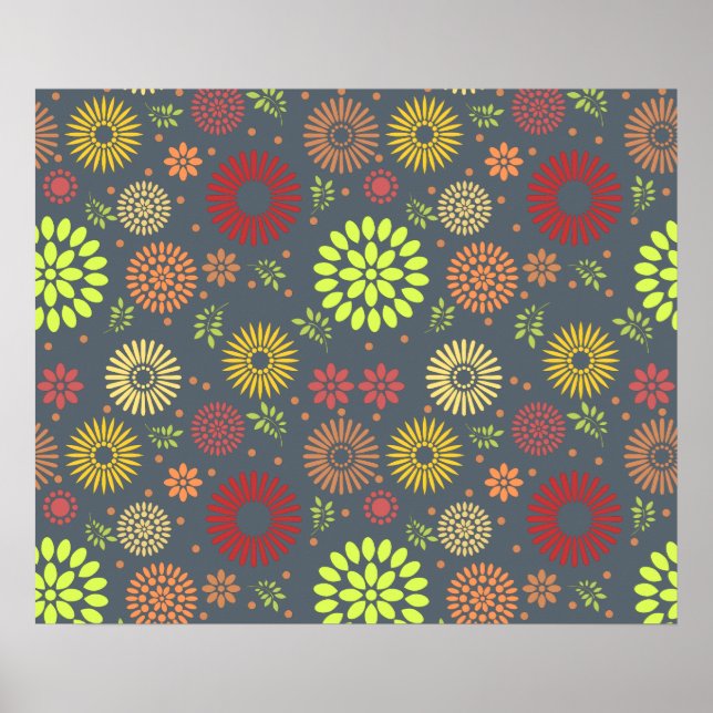Colourful Fall Flowers in Warm Shades Poster (Front)