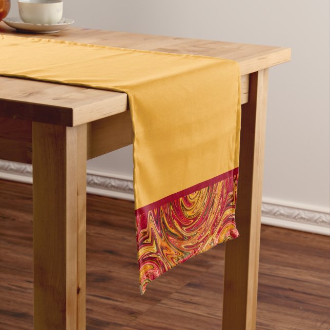 Colourful Fall Foliage Abstract Short Table Runner (In Situ)