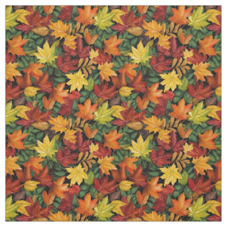 Colourful Fall Foliage leaf pattern Fabric