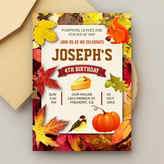 Colourful Fall Garden Autumn Pumpkin Birthday Part Invitation (Creator Uploaded)