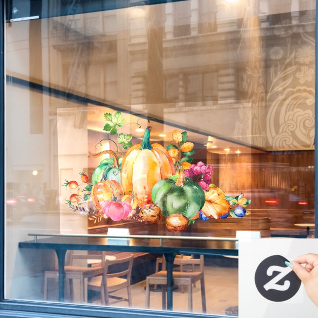 Colourful fall harvest display arraignment (Cafe Window)