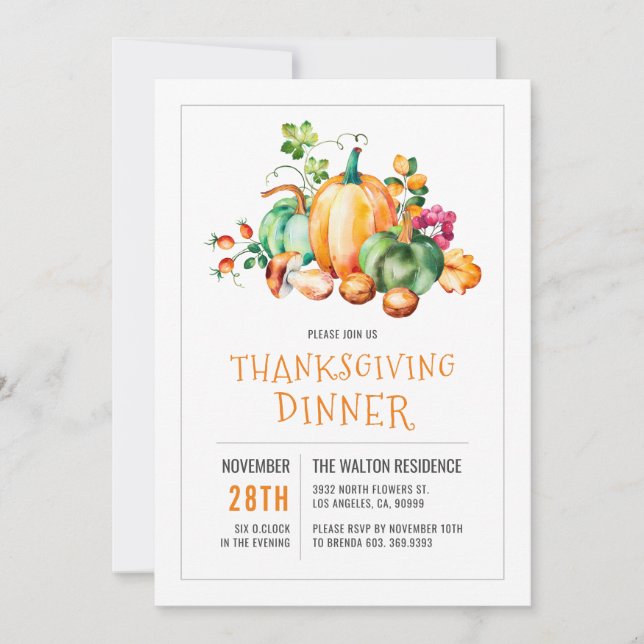 Colourful Fall Harvest Thanksgiving dinner Holiday Card (Front)