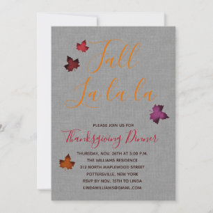 Colourful Fall la la la Thanksgiving Dinner Invitation