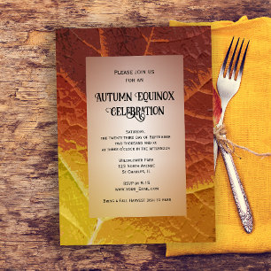 Colourful Fall Leaf Autumn Equinox Celebration Invitation