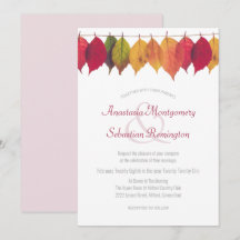 Colourful Fall Leaf Minimalist Wedding Ceremony