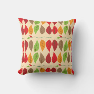 Colourful Fall Leaf Pattern Cushion