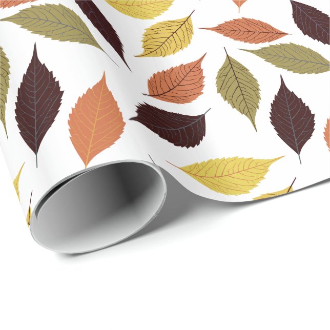 Colourful Fall Leafs Seamless Pattern Wrapping Paper (Roll Corner)