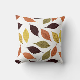 Colourful Fall Leafs White Background Cushion