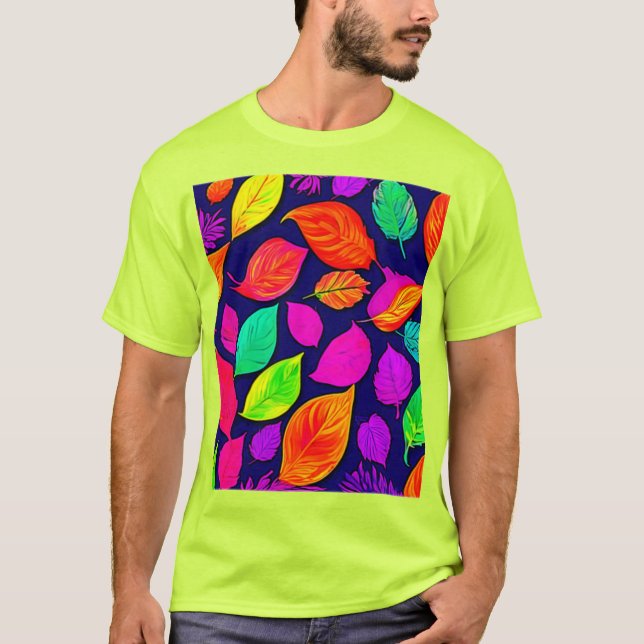 Colourful fall leaves Artwork T-Shirt (Front)