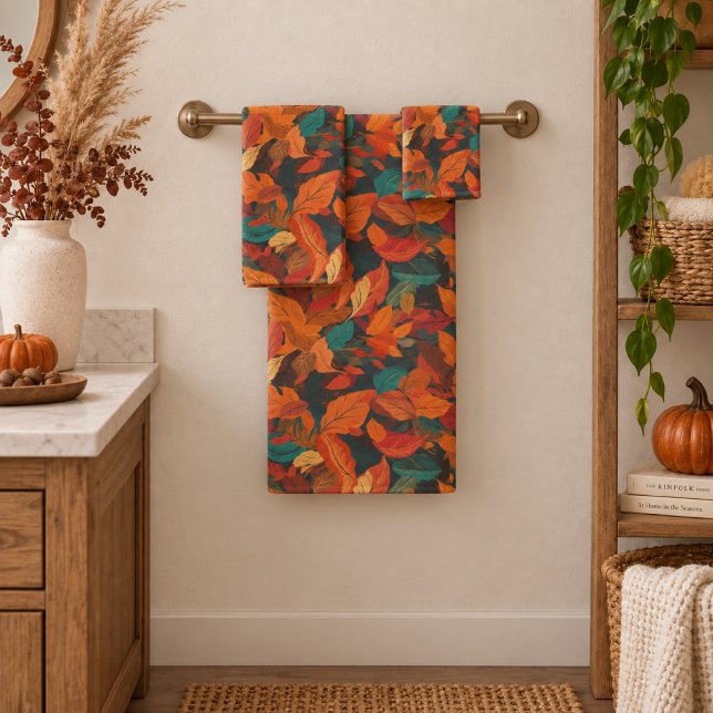 Colourful Fall Leaves Bath Towel Set (Creator Uploaded)