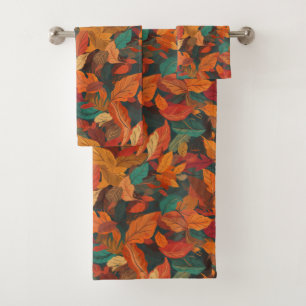 Colourful Fall Leaves Bath Towel Set
