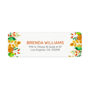 Colourful fall leaves border return address label