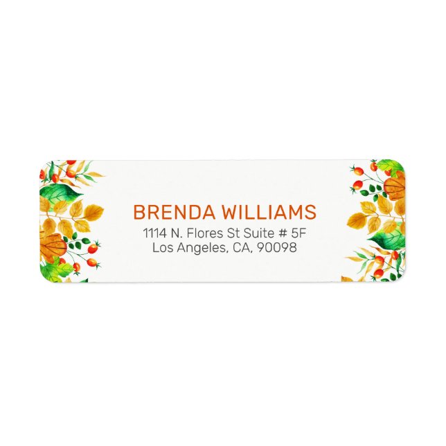 Colourful fall leaves border return address label (Front)