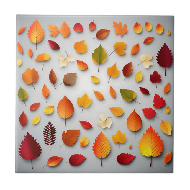 Colourful Fall Leaves Ceramic Tile (Front)