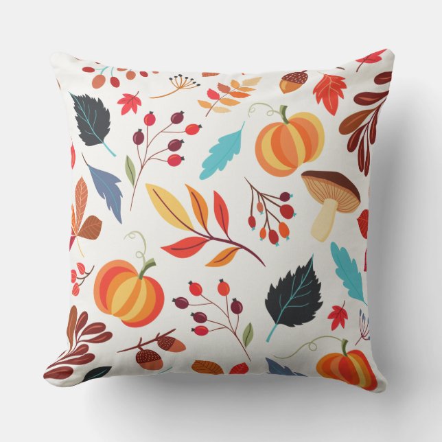 Colourful Fall Leaves Cushion (Front)