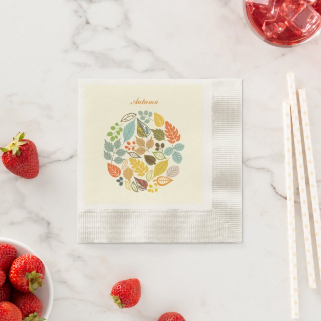 Colourful Fall Leaves Fall Holidays Thanksgiving Napkin (Insitu)
