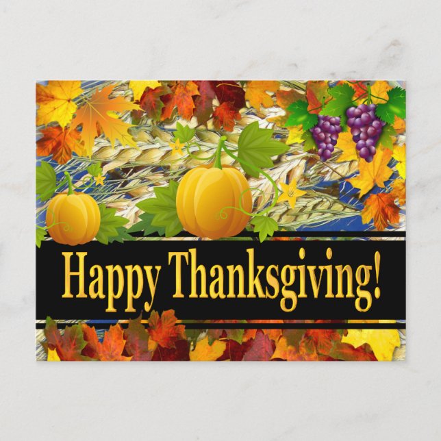 Colourful Fall Leaves Happy Thanksgiving Holiday Postcard (Front)