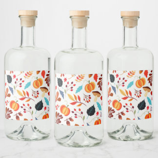 Colourful Fall Leaves Liquor Bottle Label
