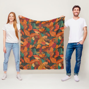 Colourful Fall Leaves Medium Fleece Blanket