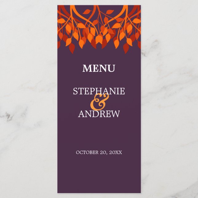Colourful Fall Leaves Menu Card (Front)