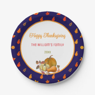 Colourful Fall Leaves Pattern Thanksgiving Party  Paper Plate
