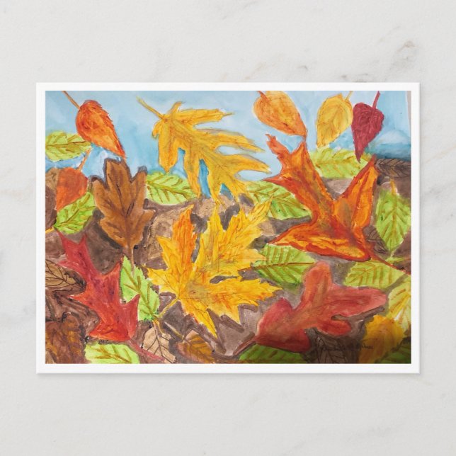 Colourful Fall Leaves Postcard (Front)