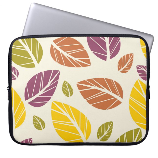 Colourful Fall Leaves Purple Maroon Yellow Green Laptop Sleeve (Front)