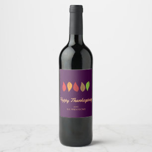 Colourful Fall Leaves, Thanksgiving Personalised Wine Label