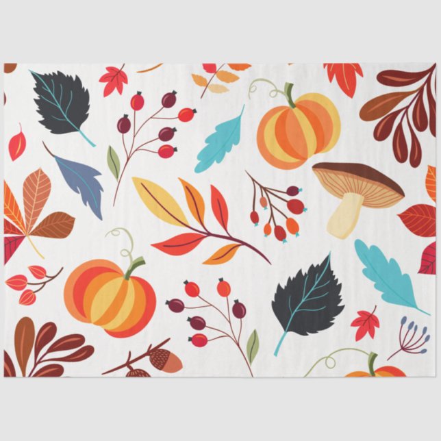 Colourful Fall Leaves Tissue Paper (Front)