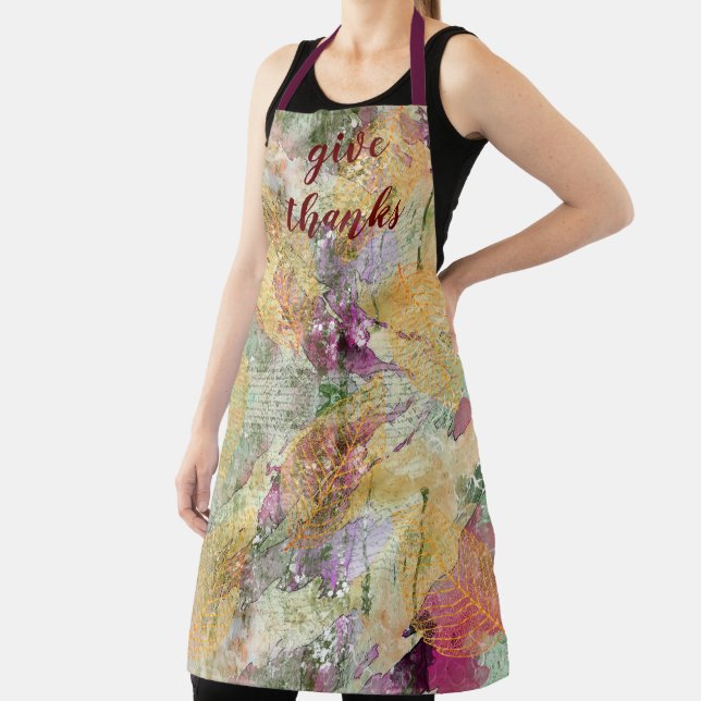 Colourful Fall Leaves Vintage Thanksgiving Apron (Insitu)