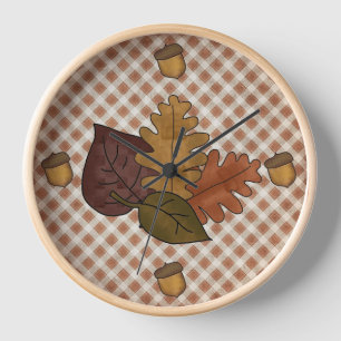 Colourful Fall Leaves Wall Clock