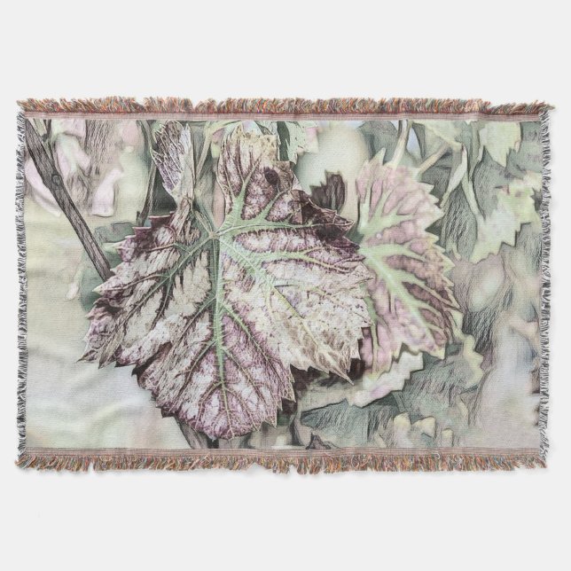 Colourful Fall leaves with fall colours drawing  Throw Blanket (Front)
