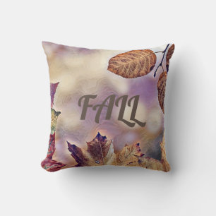 Colourful Fall leaves with fall colours watercolor Cushion