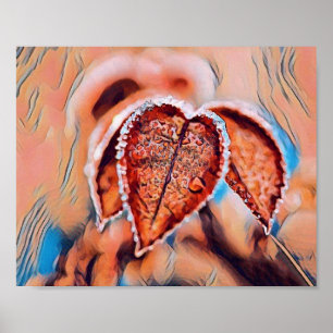 Colourful Fall leaves with fall colours watercolor Poster