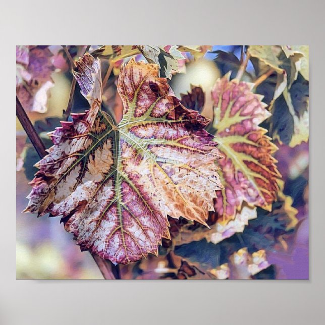 Colourful Fall leaves with fall colours watercolor Poster (Front)