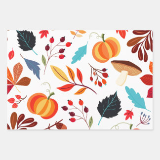 Colourful Fall Leaves Wrapping Paper Sheet